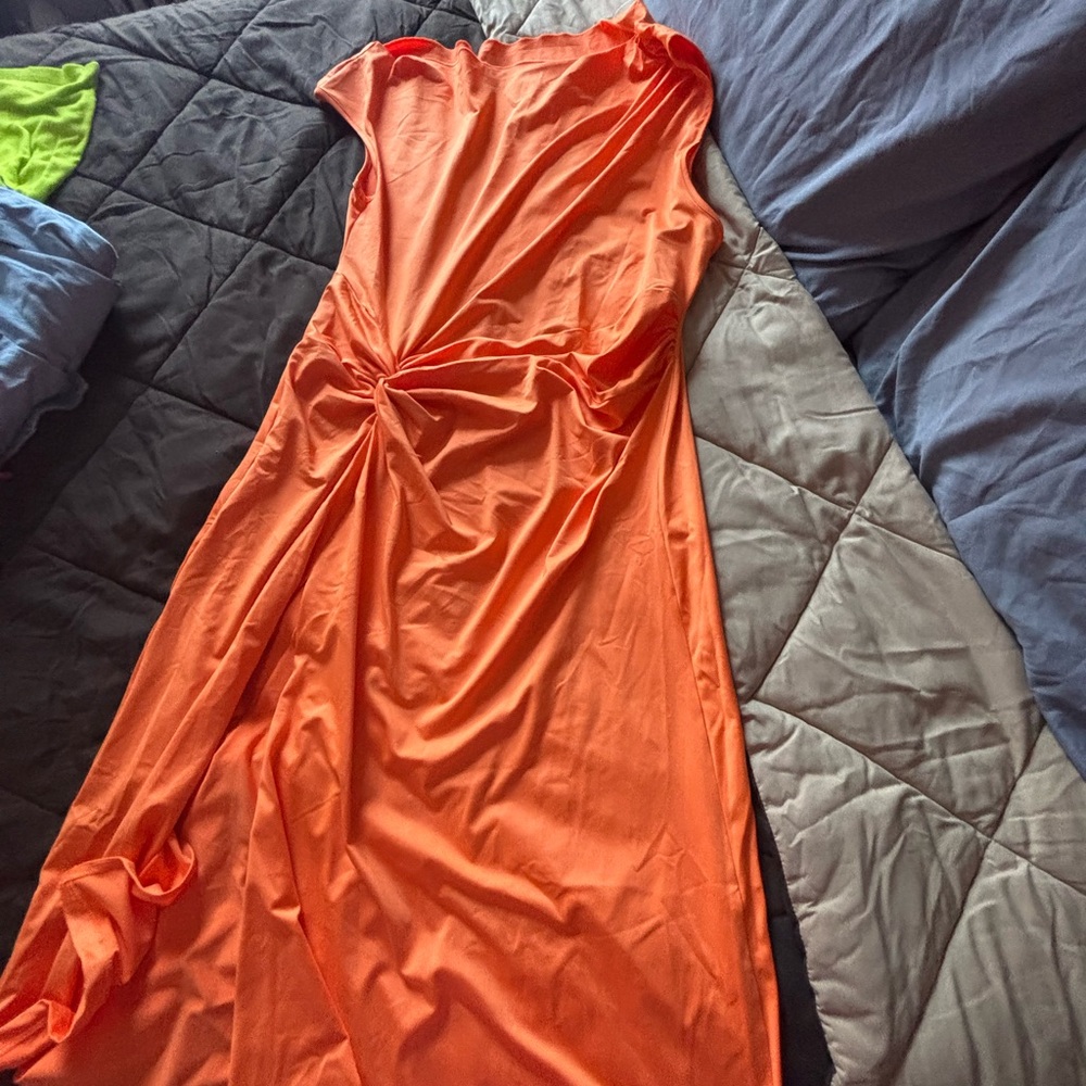 Vibrant One Shoulder Orange Dress